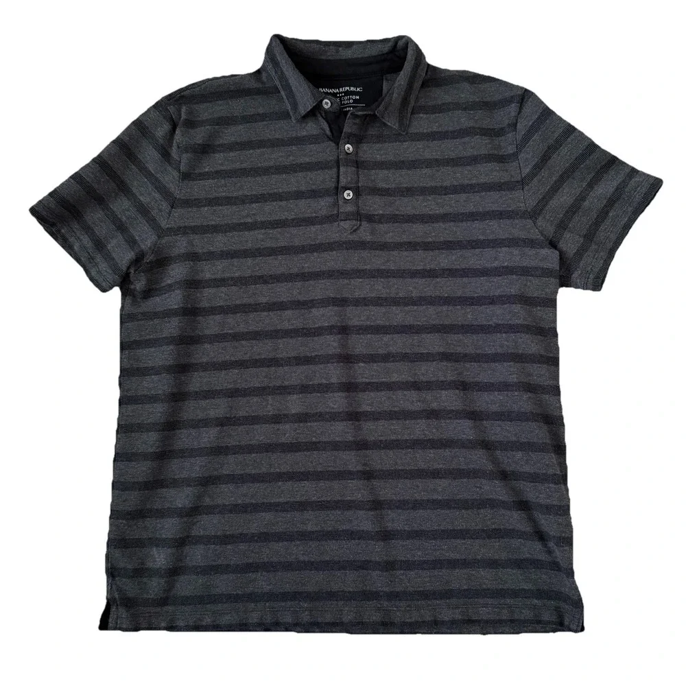 Banana‎ Republic Pique Polo Men's XL Organic Cotton Stripe Preppy Casual Classic